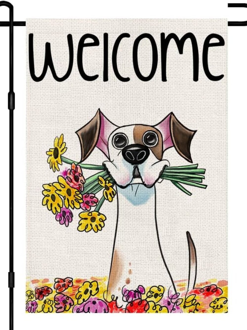 Welcome Spring Flower Garden Flag 12x18 Inch Double Sided Burlap Outside, Season